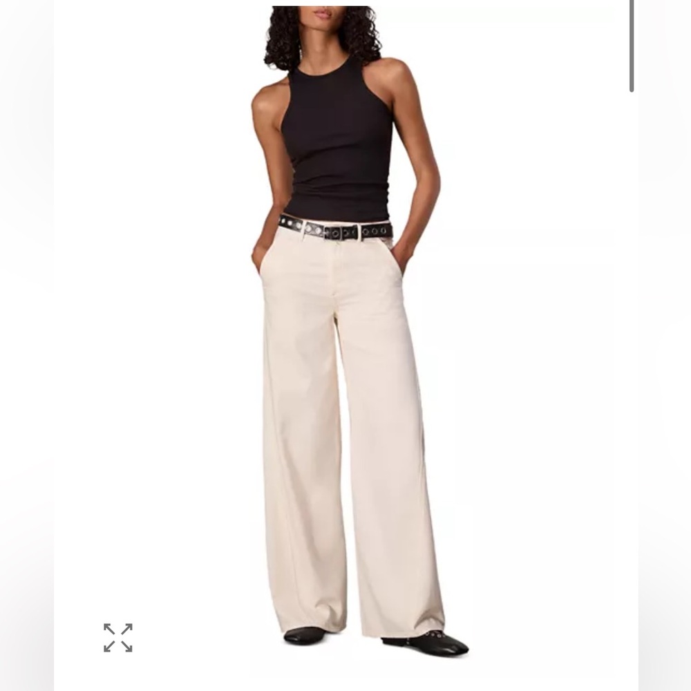 Rag & bone Sofie High Rise Wide Leg Featherweight Tailored Jeans in Ercu